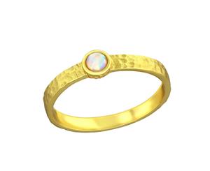 Sterling Silver Opal Hammered Ring