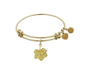 Stipple Finish Brass Leaf Angelica Bangle Bracelet 7.25"