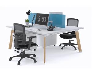 Switch - 2 Person Workstation Wood Imprint Frame [1200L x 800W] - white blue perspex