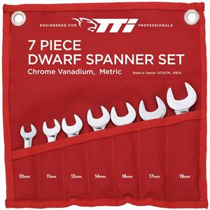 TTI 7 Piece Dwarf Metric Open End & Ring Spanner Set