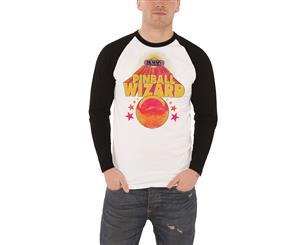 The Who Baseball Shirt Pinball Wizard Logo Official Mens Long Sleeve - White