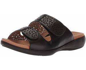 Trotters Womens Tokie Leather Open Toe Casual Slide Sandals