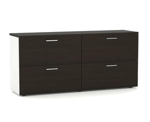 Uniform - Small 4 Drawer Lateral Filing Cabinet Silver Handle - wenge