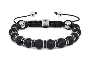 Unisex Marcrame Bracelet - TIGER EYE silver - Black