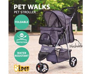 i.Pet Pet Stroller Dog Cat Cage Carrier Travel Pushchair Foldable Pram 3 Wheels Blue