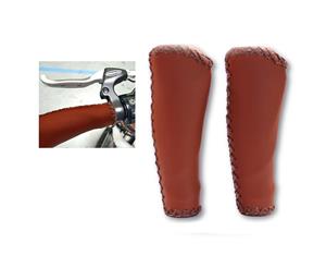 1 Pair PU Retro Vintage Style Leather Bike Bar Grip Bicycle Handlebar Hand grips