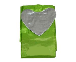 1pce Satin Bali Flag with Heart Tail 18 Colours 1m-7m Sizes Wedding & Events Pool Decor - Lime Green (Silver Heart)