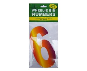 2pce Number 6 Wheelie Bin Number Stickers Rainbow Twin Pack Adhesive Waterproof