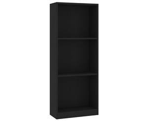 3-Tier Book Cabinet Black Chipboard Storage Rack Shelf Bookcase Stand