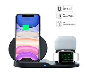 3-in-1 Fast Charge Wireless Charger Station (BLACK)