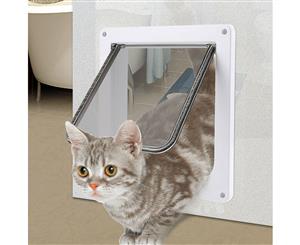 4 Way Lockable Locking Pet/Cat/Small Dog Flap Door in White Size Large