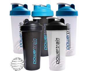 5x Powertrain Shaker Bottle 700ml Protein Water Supplement Drink