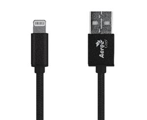 Aerocool 1m USB Lightning Sync/Charging Cable MFI for iPhone X/XS/8/7/6/iPad BLK