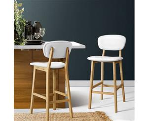 Artiss 2 x Kitchen Bar Stools Wooden Bar Stool Chairs Leather Barstools White