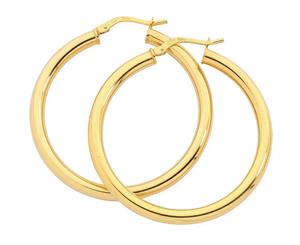 Bevilles 9ct Yellow Gold Silver Infused Hoop Earrings 30mm