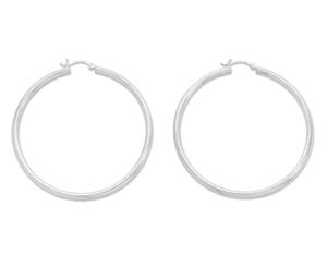 Bevilles Sterling Silver 65mm Plain Hoop Earrings