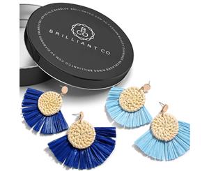 Boxed 2 Pairs of Raffia Earrings Set