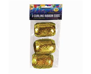 Bristol Novelty Curling Ribbon Eggs (Pack Of 3) (Holographic Gold) - BN2116