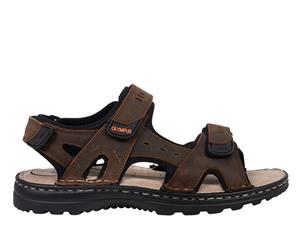 Castaway Olympus Mens Leather Outdoor Sandal Adjustable Straps - Brown