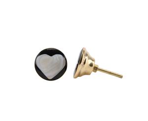 Cgb Giftware Black And White Heart Drawer Handle (Black/White) - CB1292