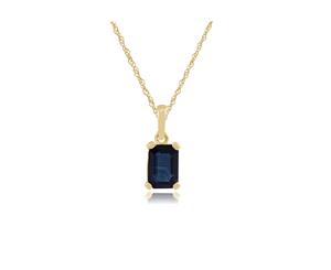 Classic Baguette Sapphire Pendant in 9ct Yellow Gold