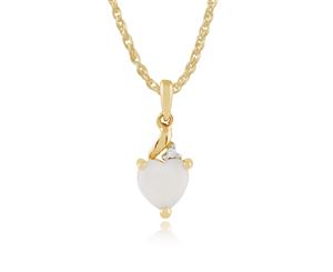 Classic Heart Opal & Diamond Pendant in 9ct Yellow Gold