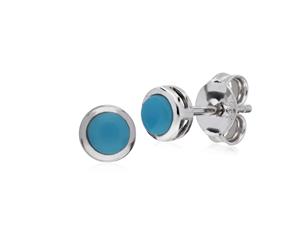 Classic Square Turquoise Bezel Stud Earrings in 925 Sterling Silver