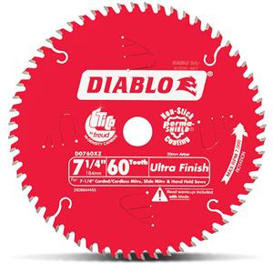 Diablo 184mm 60T TCT Circular Saw Blade for Wood Cutting - Ultra Finish