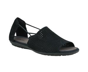 Earth Shoes Womens Shelly2 Comfort Casual Sandal in Black Leather