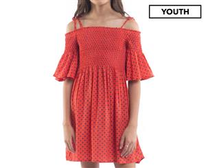 Eve Girl Girls' Dotty Dress - Red/Black