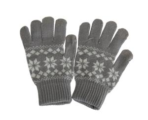 Foxbury Womens/Ladies Fairisle Touchscreen Gloves (Grey) - GL603