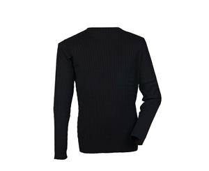 Front Row Mens Cotton Rich Cable Knit Sweater/Jumper (Black) - RW4702