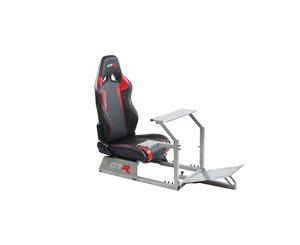 GTR Simulator GTA Model Silver with Black Red Real Racing Seat Driving Simulator Cockpit Gaming Chair with Gear Shifter Mount