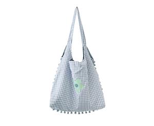 Grid Cotton Tote Bag for Women's Bag - Blue