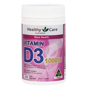 Healthy Care Vitamin D3 1000IU 250 softgel Capsules