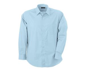 James And Nicholson Mens Classic Fit Long Sleeved Shirt (Light Blue) - FU439