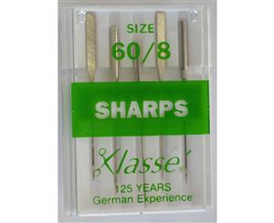 Klasse Sewing Machine Needles SHARPS Size 60 / 8 Pack of 5 Needles