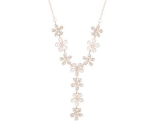 Lovisa Rose Gold Acrylic And Diamante Flower Y Necklace