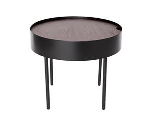 Lunar Round Side Table - Walnut & Black