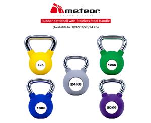 METEOR Premium Rubber Kettlebell Steel Handle Cross Weight Lifting Dumbbell