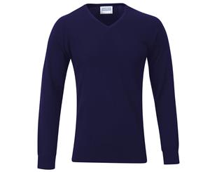 Maddins Mens 14 Gauge V Neck Fully Fashioned Jumper / Sweatshirt (Navy) - RW853