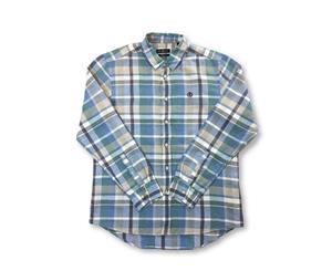 Men's Henri Lloyd Lightford Regular Linen/Cotton Shirt In Blue Pastel Check