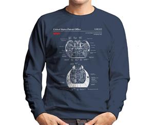 NASA Lunar Module Ascent Stage Interior Blueprint Men's Sweatshirt - Navy Blue