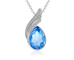 Ocean Blue Keera Necklace-White Gold/Ocean Blue