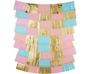 Pastel Fringe Backdrop Decoration 152.4cm wide Approx Gold Pink Teal