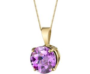 Pink Sapphire Pendant 14K Yellow Gold Round 8 mm Lab Created 2.5 ct NSJP9756