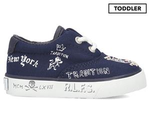 Polo Ralph Lauren Toddler Boys' Canvas Vaughn Shoe - Navy/Doodle Print