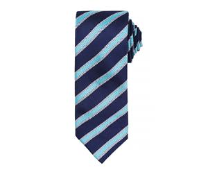 Premier Mens Waffle Stripe Formal Business Tie (Pack Of 2) (Navy/ Turquoise) - RW6950