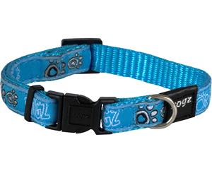 Rogz Jelly Bean Adjustable Collar - Small (8-12 inch) - Turquoise Paw