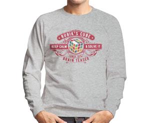 Rubik's Cube Keep Calm And Solve It Brain Teaser Men's Sweatshirt - Heather Grey